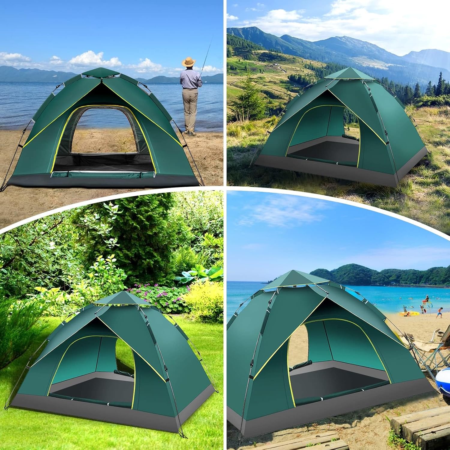 KOMCLUB Camping Tent Tents for Family Camp Tent Waterproof Windproof Outdoor for Backpacking Hiking Easy Setup with Storage Bag